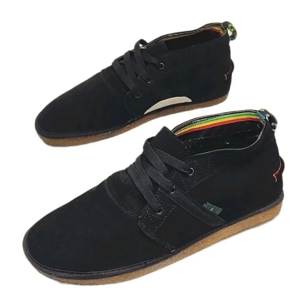 Bob Marley Shoe One Love Rasta Black Suede Men Sz 10 Ankle Chukka NEW